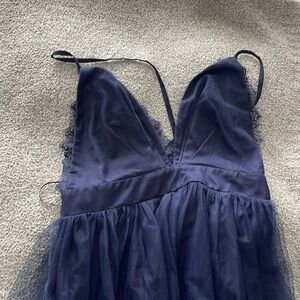 Floor length size L navy dress